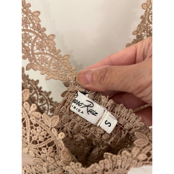 NWOT Charo Ruiz Ibiza Lace Cross Back Tank Top Bralette Top Nude Beige SMALL - Picture 6 of 6